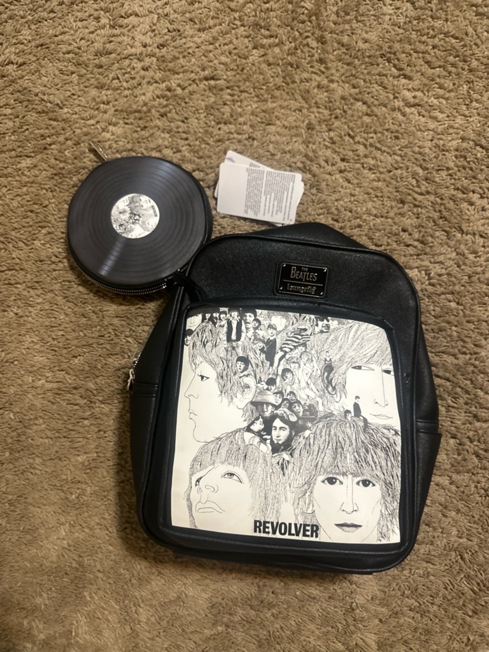 Loungefly Black 'Revolver' Graphic Faux Leather Backpack with Vinyl Coin Purse
